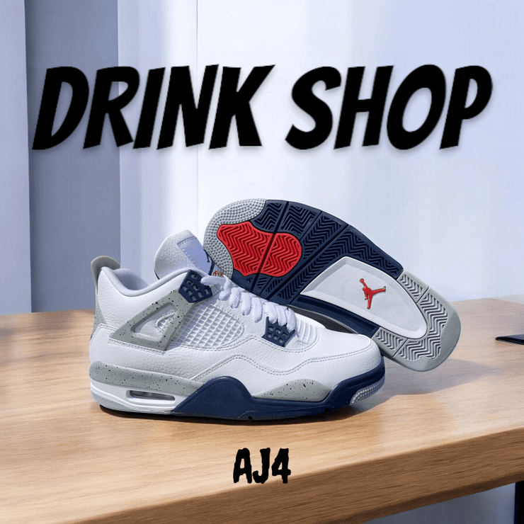 Nike Air Jordan 4 White Blue Men s Basketball Shoes Drink Shop